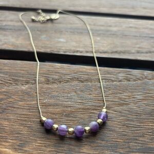 Gold and Amethyst Beaded Necklace